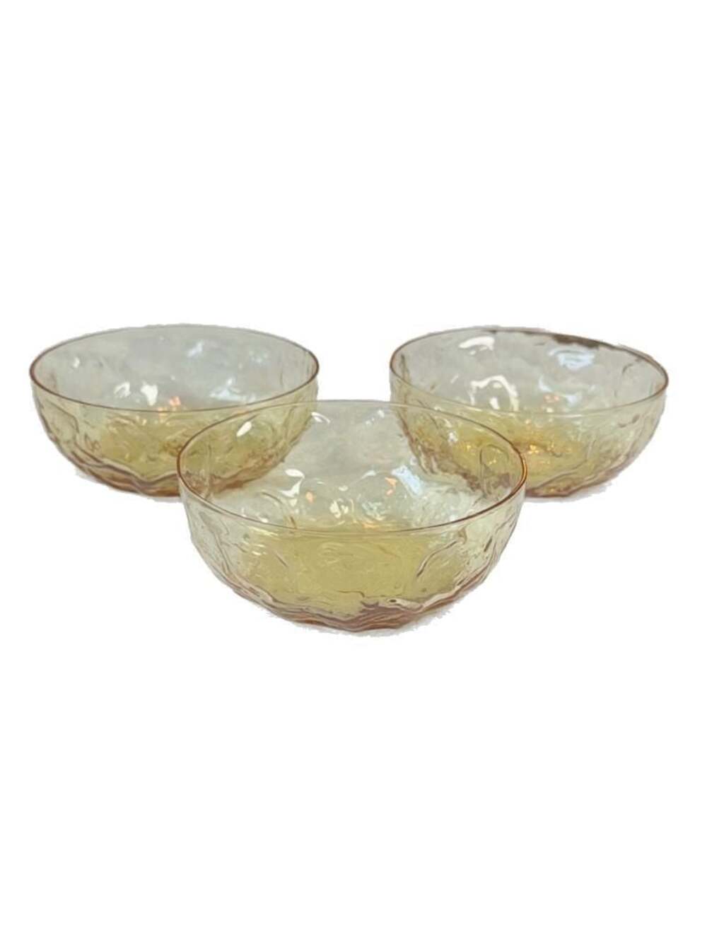 Vintage Indiana Glass Amber Thumbprint Small Dessert Bowls, Set of 3